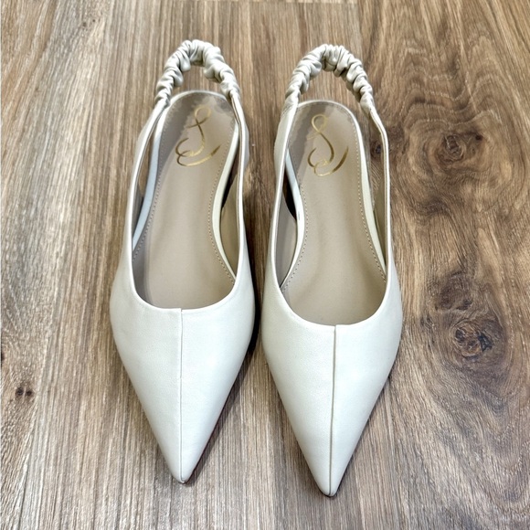 Modern Ivory Slip On Slingback Strap Pointed Toe Dress Flats (Modern Ivory, 8.5) - Picture 4 of 7